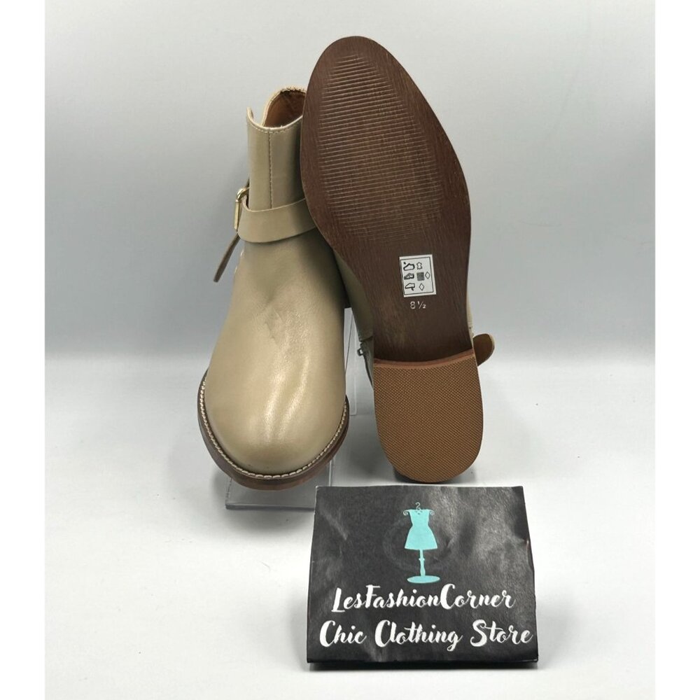NWT Crevo Women's Beige Leather Strap Buckle Design Ankle Boots Size 8.5 2973 - Picture 3 of 16